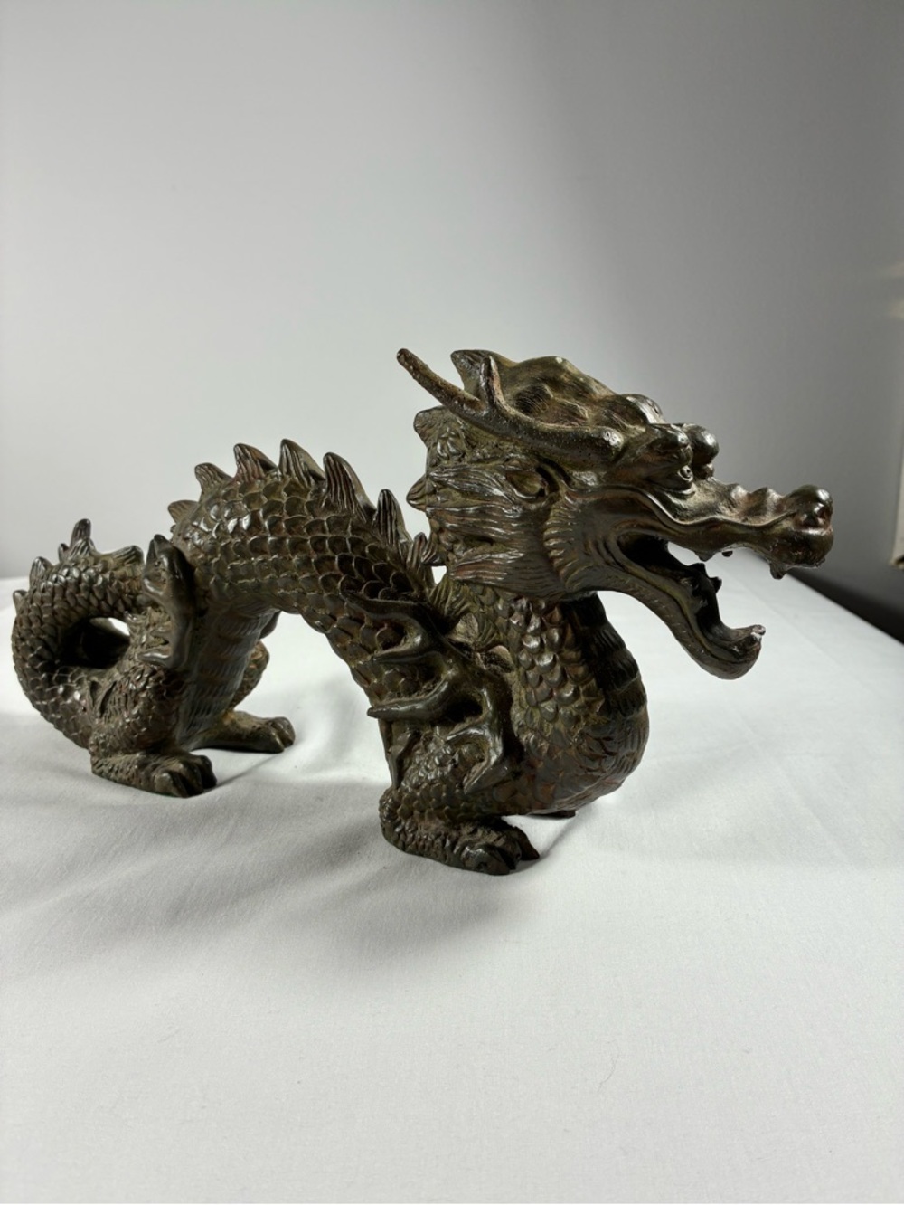 Chinese Dragon Resin Figure Statue Feng Shui Lucky 14"